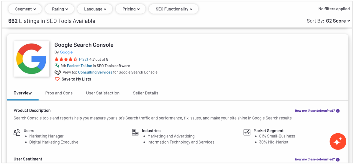 G2 ferramentas de SEO